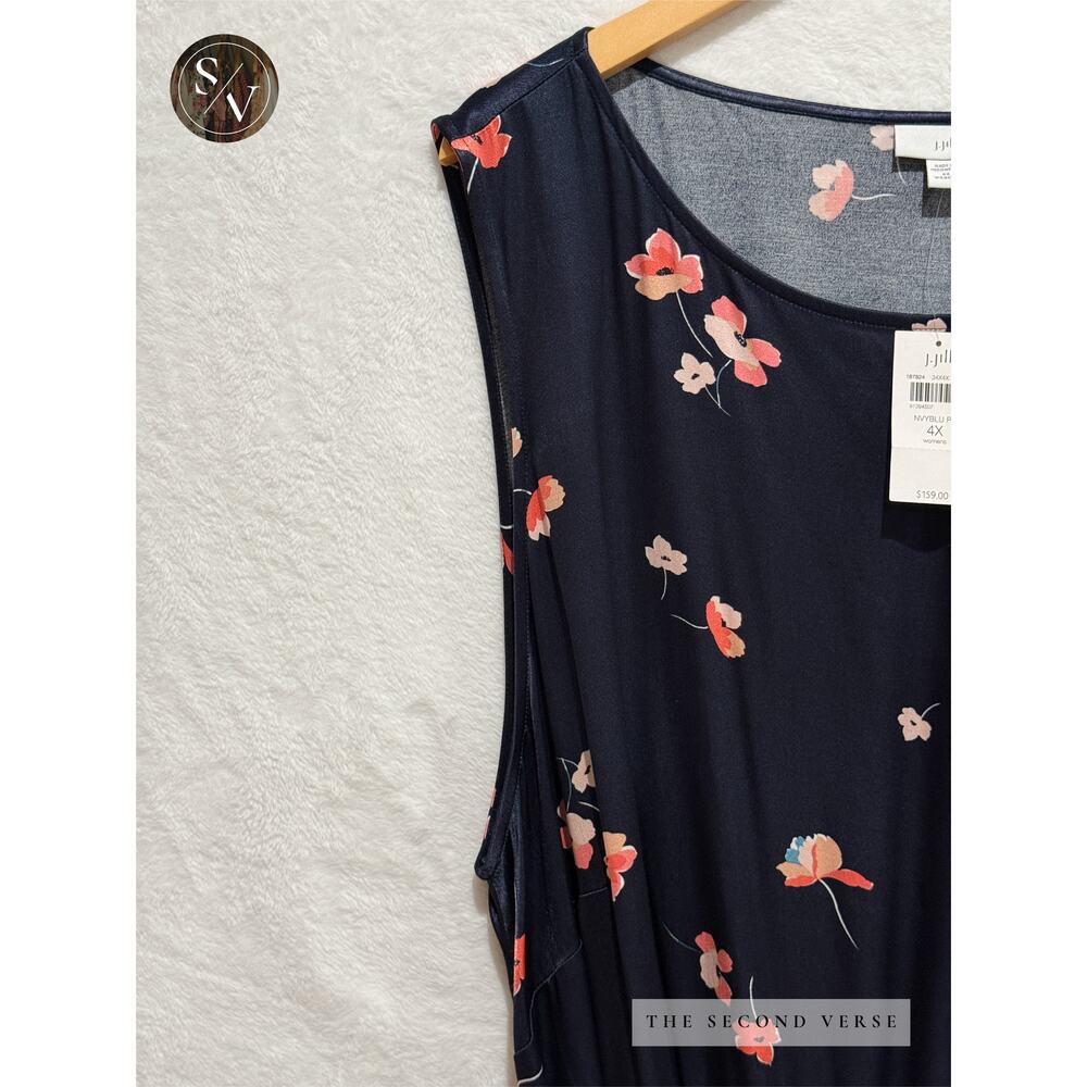 J. Jill Sleeveless Navy Floral Silky Maxi Dress Plus Size 4X - Picture 5 of 10
